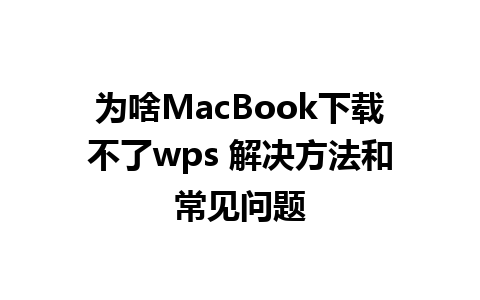 为啥MacBook下载不了wps 解决方法和常见问题