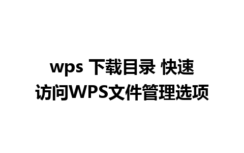 wps 下载目录 快速访问WPS文件管理选项