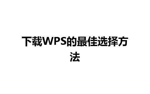 下载WPS的最佳选择方法 