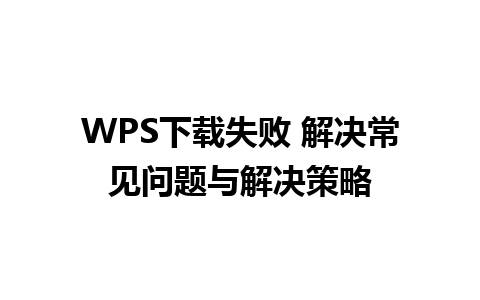 WPS下载失败 解决常见问题与解决策略