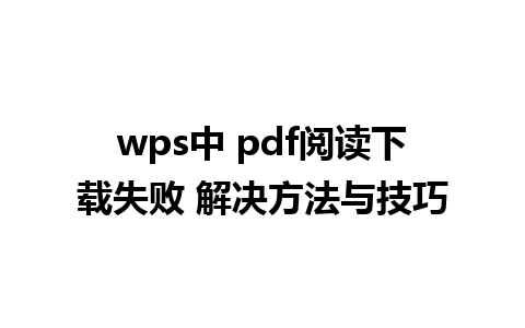 wps中 pdf阅读下载失败 解决方法与技巧