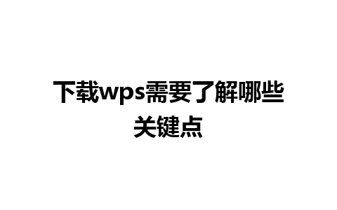 下载wps需要了解哪些关键点