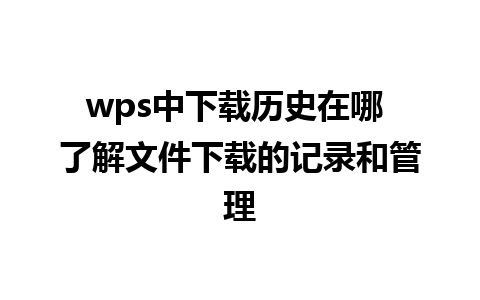 wps中下载历史在哪 了解文件下载的记录和管理