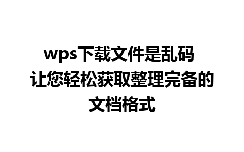 wps下载文件是乱码 让您轻松获取整理完备的文档格式