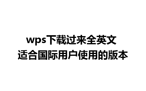 wps下载过来全英文 适合国际用户使用的版本