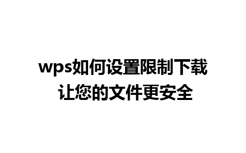 wps如何设置限制下载 让您的文件更安全