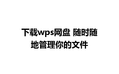 下载wps网盘 随时随地管理你的文件