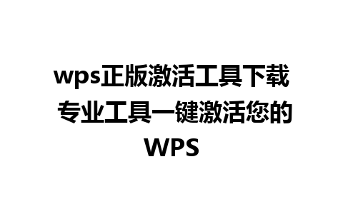 wps正版激活工具下载 专业工具一键激活您的WPS