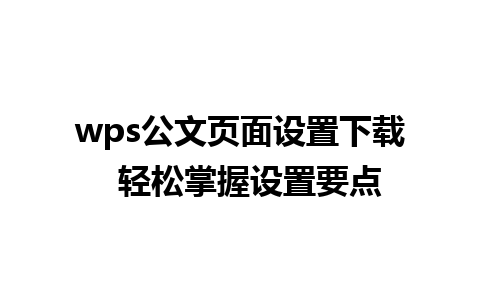 wps公文页面设置下载  轻松掌握设置要点