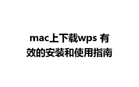 mac上下载wps 有效的安装和使用指南