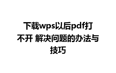 下载wps以后pdf打不开 解决问题的办法与技巧