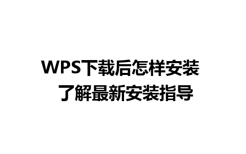 WPS下载后怎样安装  了解最新安装指导