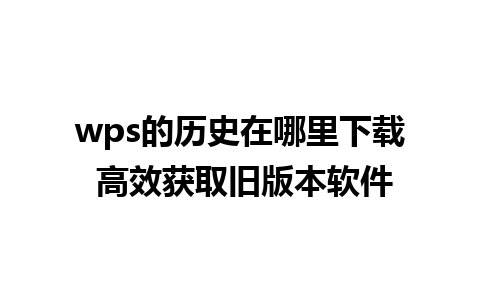 wps的历史在哪里下载 高效获取旧版本软件