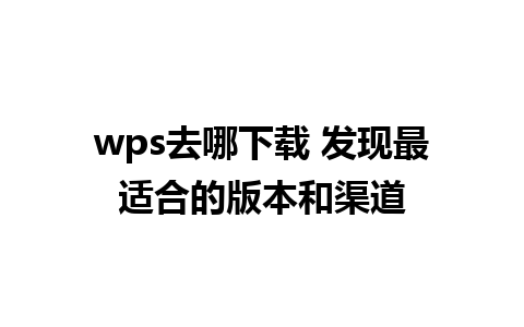 wps去哪下载 发现最适合的版本和渠道