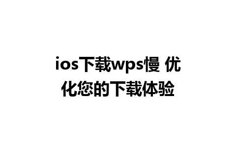 ios下载wps慢 优化您的下载体验