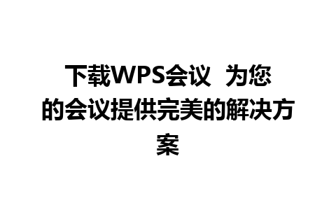 下载WPS会议  为您的会议提供完美的解决方案