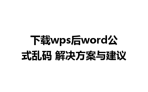 下载wps后word公式乱码 解决方案与建议