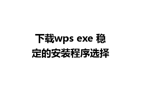 下载wps exe 稳定的安装程序选择