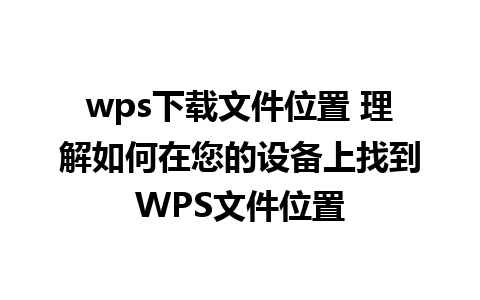 wps下载文件位置 理解如何在您的设备上找到WPS文件位置