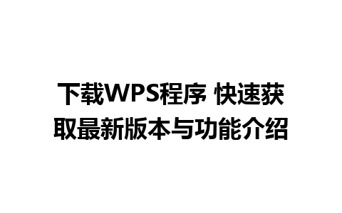 下载WPS程序 快速获取最新版本与功能介绍