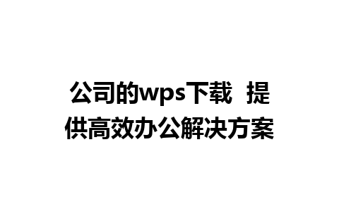 公司的wps下载  提供高效办公解决方案