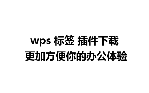 wps 标签 插件下载 更加方便你的办公体验