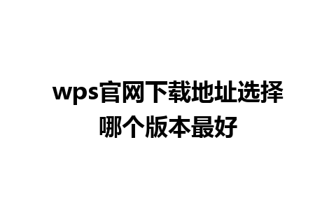 wps官网下载地址选择哪个版本最好