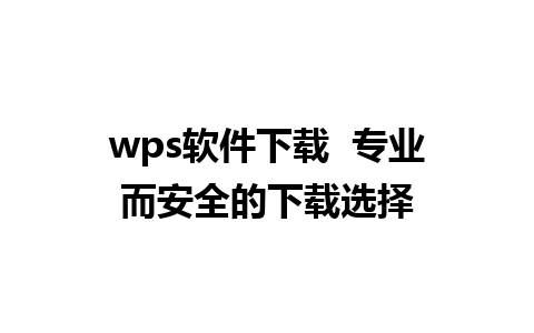 wps软件下载  专业而安全的下载选择