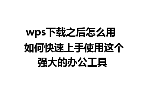 wps下载之后怎么用  如何快速上手使用这个强大的办公工具