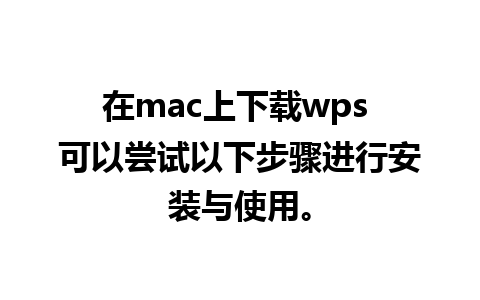 在mac上下载wps 可以尝试以下步骤进行安装与使用。