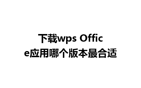 下载wps Office应用哪个版本最合适