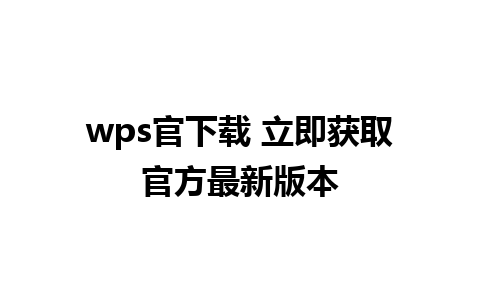 wps官下载 立即获取官方最新版本