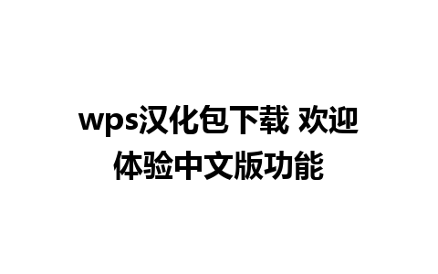 wps汉化包下载 欢迎体验中文版功能