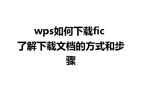 wps如何下载fic 了解下载文档的方式和步骤