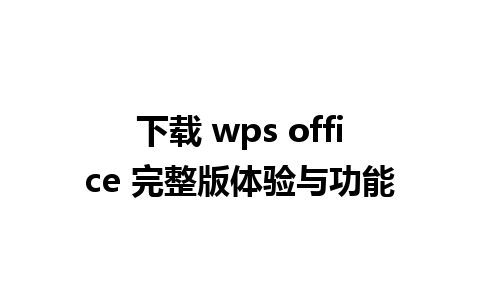 下载 wps office 完整版体验与功能