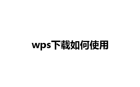 wps下载如何使用