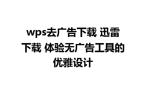 wps去广告下载 迅雷下载 体验无广告工具的优雅设计