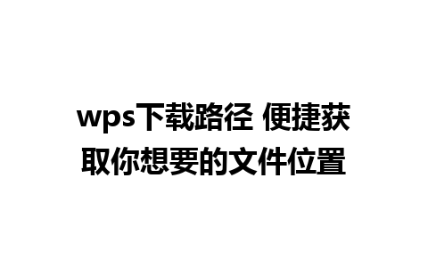 wps下载路径 便捷获取你想要的文件位置