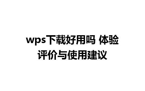 wps下载好用吗 体验评价与使用建议