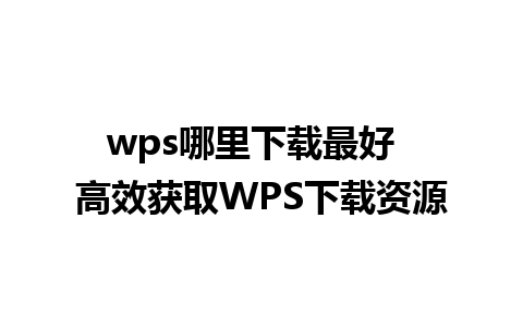 wps哪里下载最好  高效获取WPS下载资源