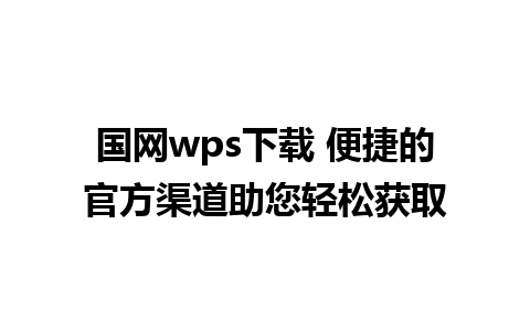 国网wps下载 便捷的官方渠道助您轻松获取