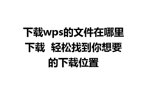 下载wps的文件在哪里下载  轻松找到你想要的下载位置