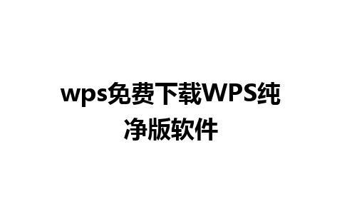 wps免费下载WPS纯净版软件