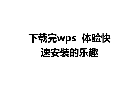 下载完wps  体验快速安装的乐趣