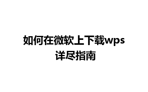 如何在微软上下载wps 详尽指南  