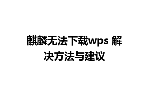 麒麟无法下载wps 解决方法与建议