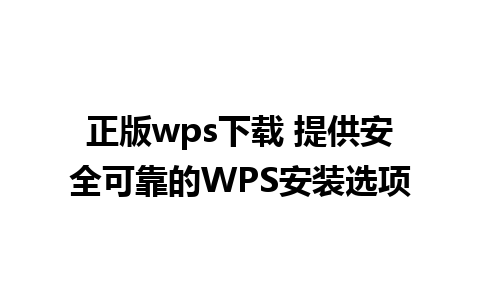 正版wps下载 提供安全可靠的WPS安装选项