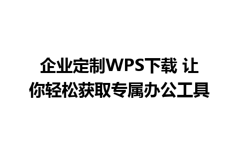 企业定制WPS下载 让你轻松获取专属办公工具