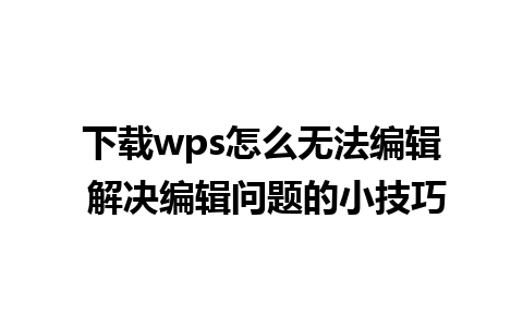 下载wps怎么无法编辑 解决编辑问题的小技巧