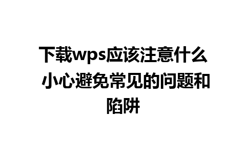 下载wps应该注意什么 小心避免常见的问题和陷阱